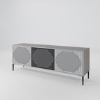POLYGON ILLUSION 3-Door TV Stand in Grey Finish