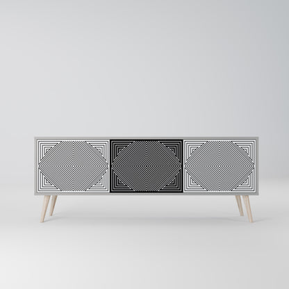 POLYGON ILLUSION 3-dörrars TV-bänk i grå finish