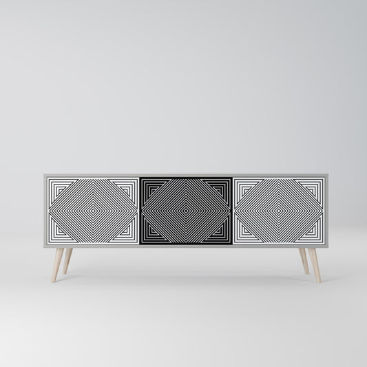 POLYGON ILLUSION 3-dörrars TV-bänk i grå finish