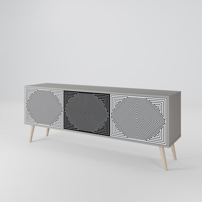 POLYGON ILLUSION 3-dörrars TV-bänk i grå finish