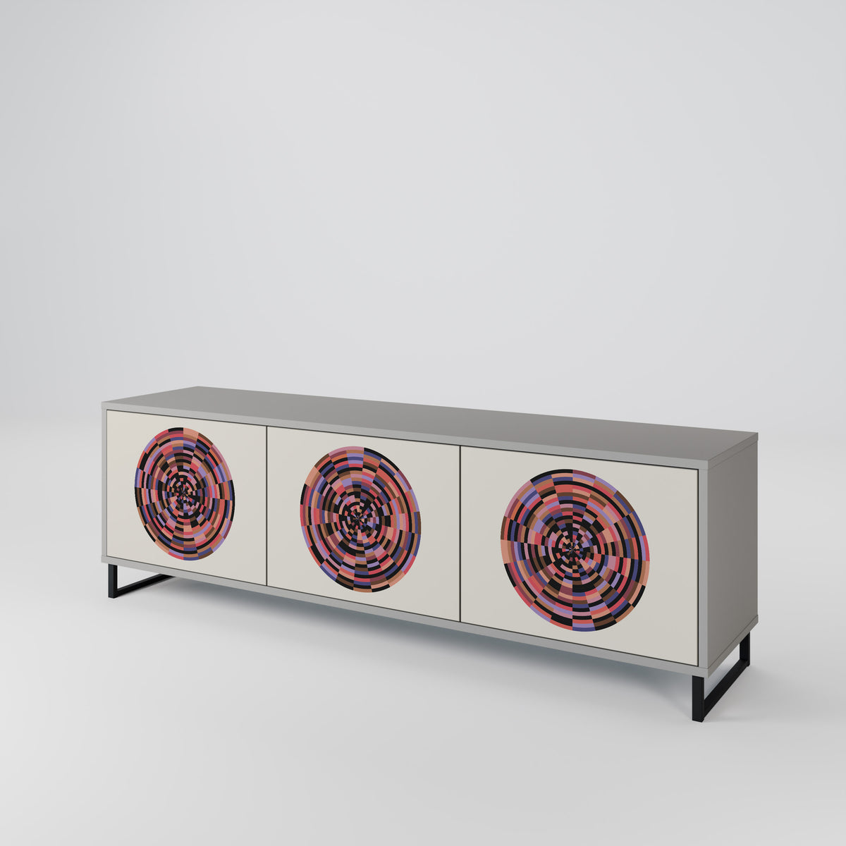 BROWN CIRCLES TV-bänk med 3 dörrar