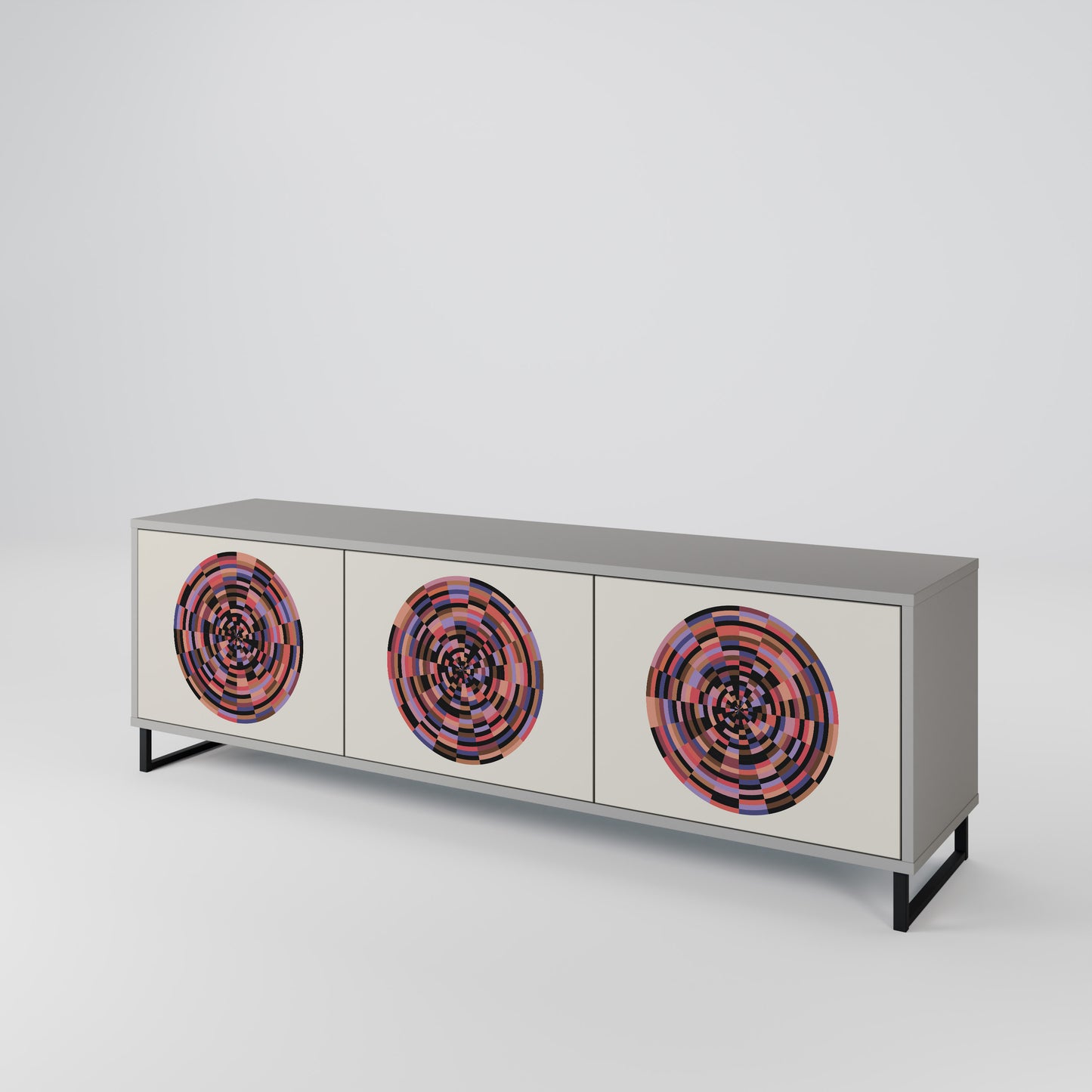 BROWN CIRCLES TV-bänk med 3 dörrar