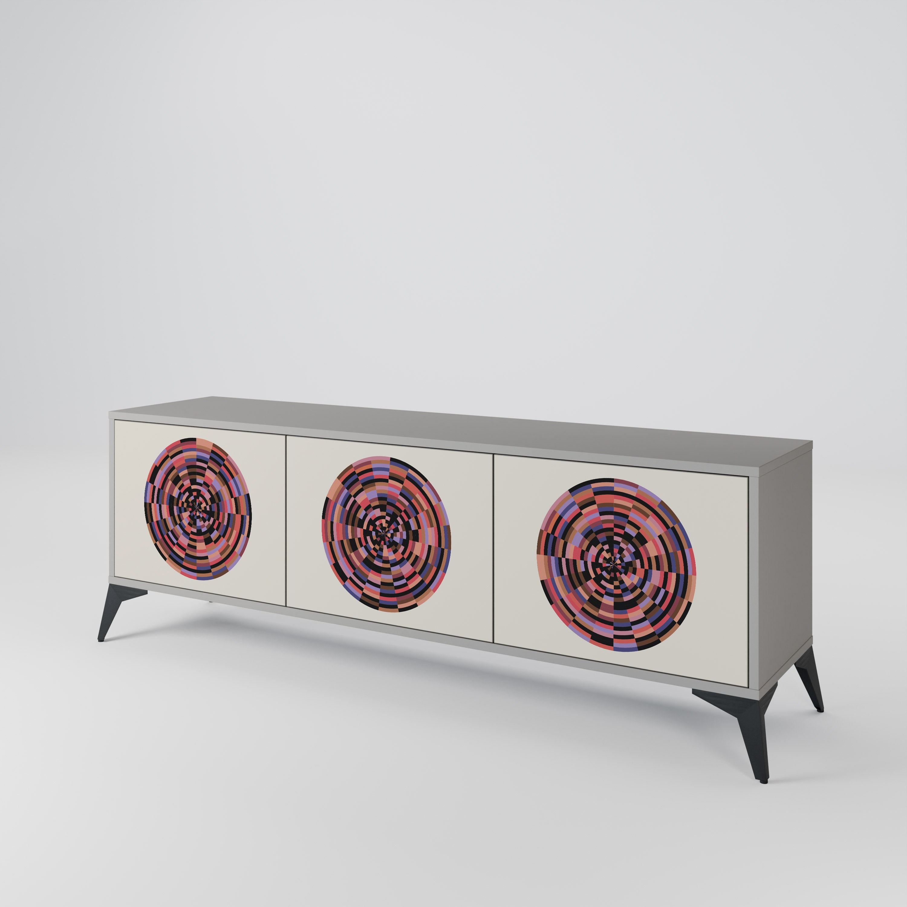 BROWN CIRCLES 3-Door TV Cabinet