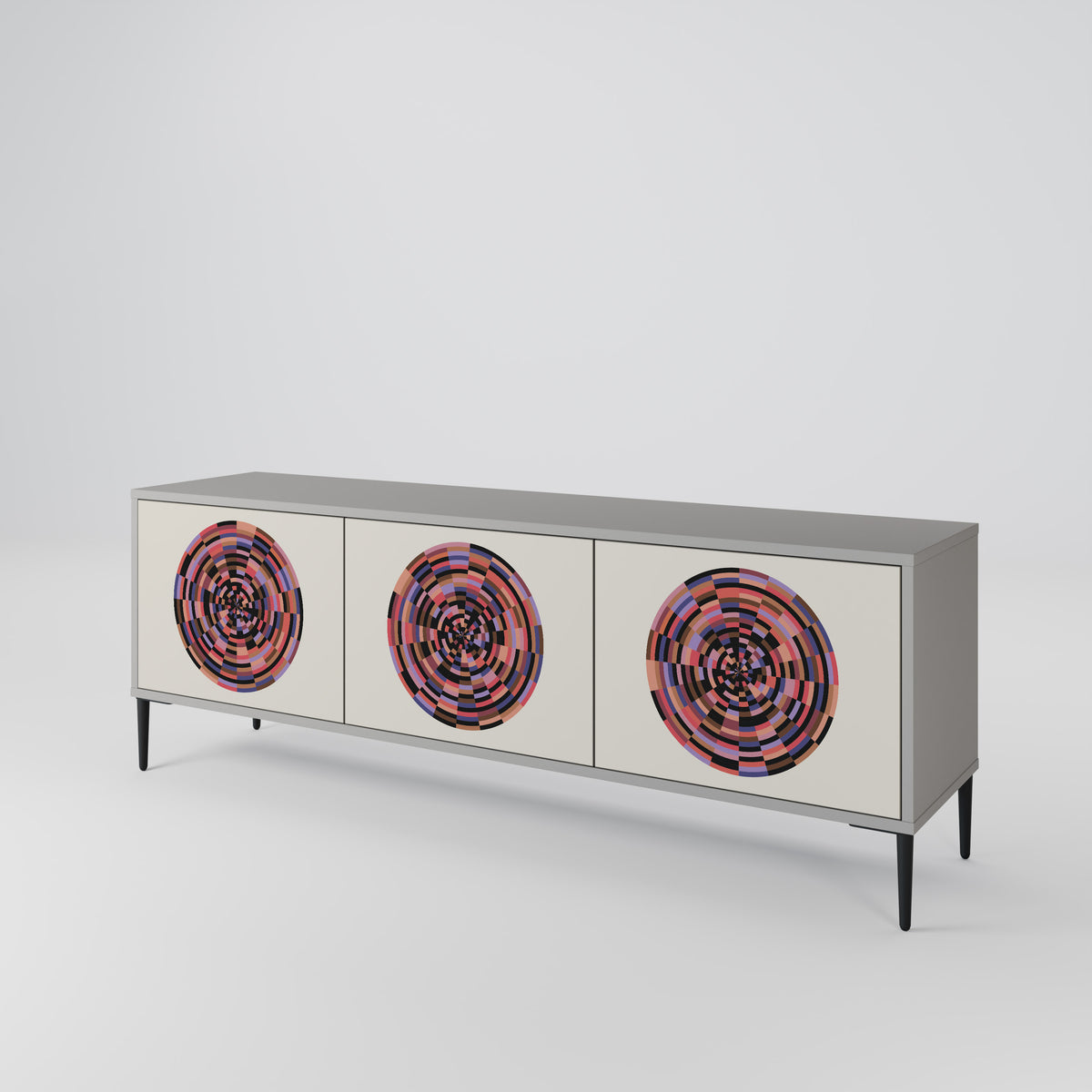 BROWN CIRCLES TV-bänk med 3 dörrar