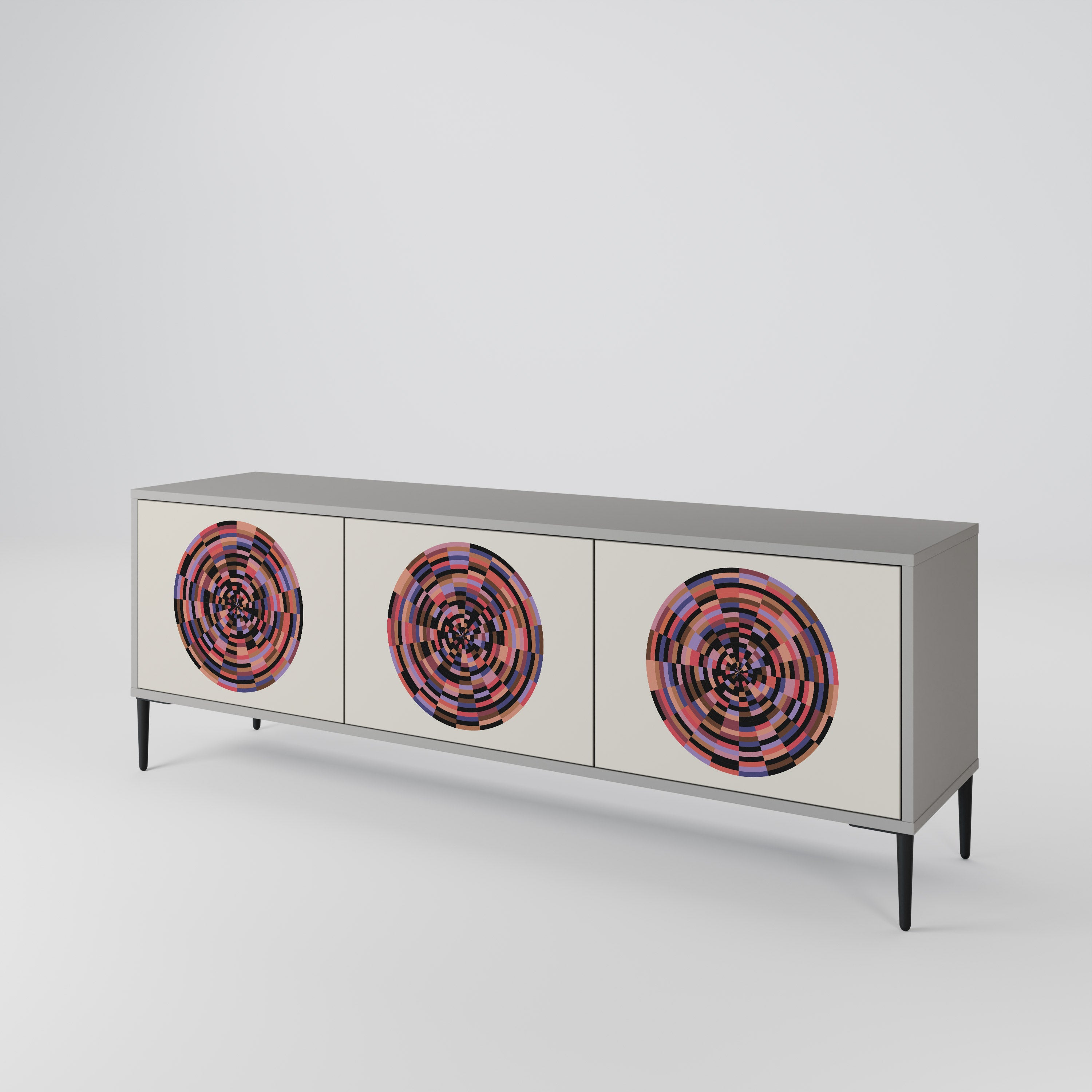 BROWN CIRCLES 3-Door TV Cabinet