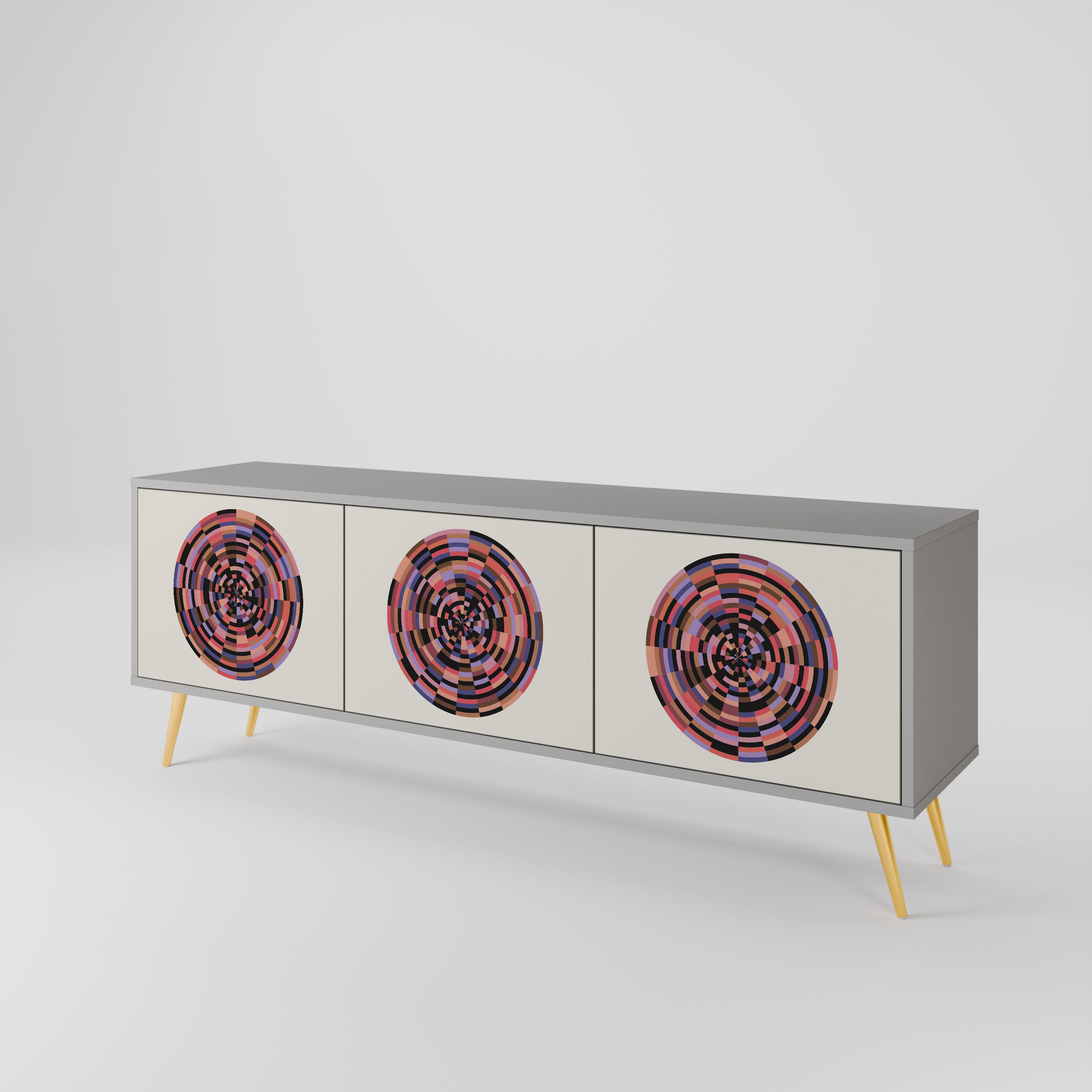 BROWN CIRCLES 3-Door TV Cabinet