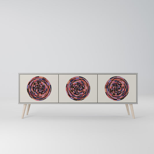 BROWN CIRCLES 3-dörrars TV-bänk i grå finish