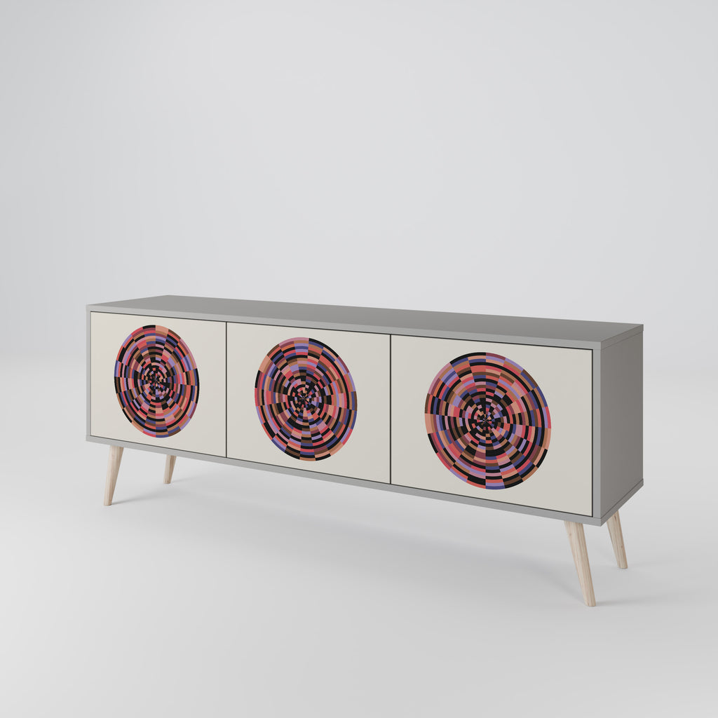 BROWN CIRCLES 3-dörrars TV-bänk i grå finish