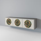 GREEN CIRCLES 3-Door TV Stand in Grey Finish