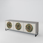 GREEN CIRCLES 3-Door TV Stand in Grey Finish