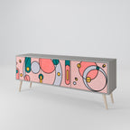 GOSSAMER ECHOES 3-Door TV Stand in Grey Finish