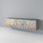 MOSAIC OF COLORS 3-Door TV Stand in Grey Finish