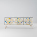 PATTERNED PRISM 3-Door TV Stand in Grey Finish