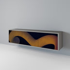 HOLLOW TIME 3-Door TV Stand in Grey Finish