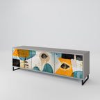 ABSTRACT FACES 3-dörrars TV-bänk i grå finish