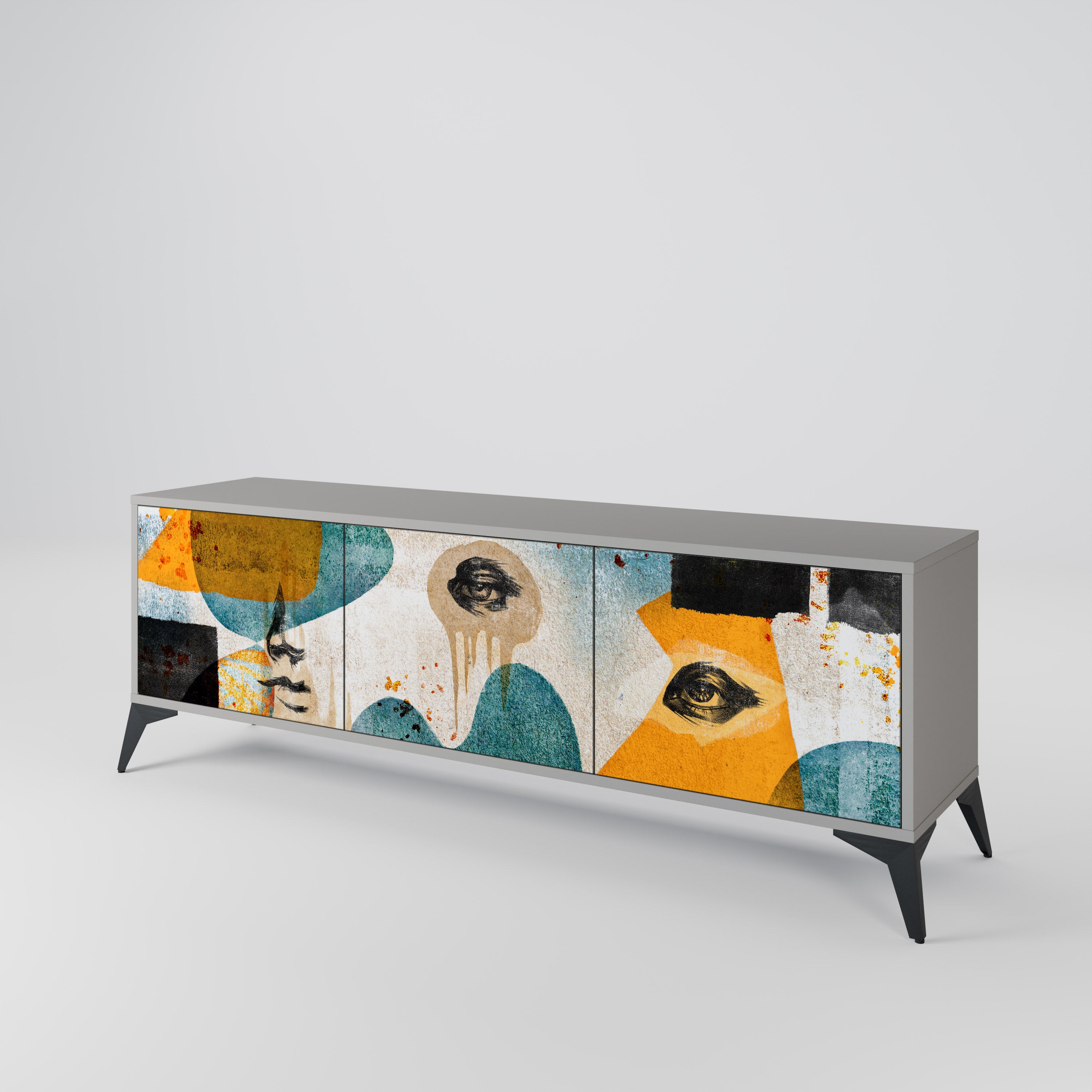 ABSTRACT FACES TV-bänk med 3 dörrar