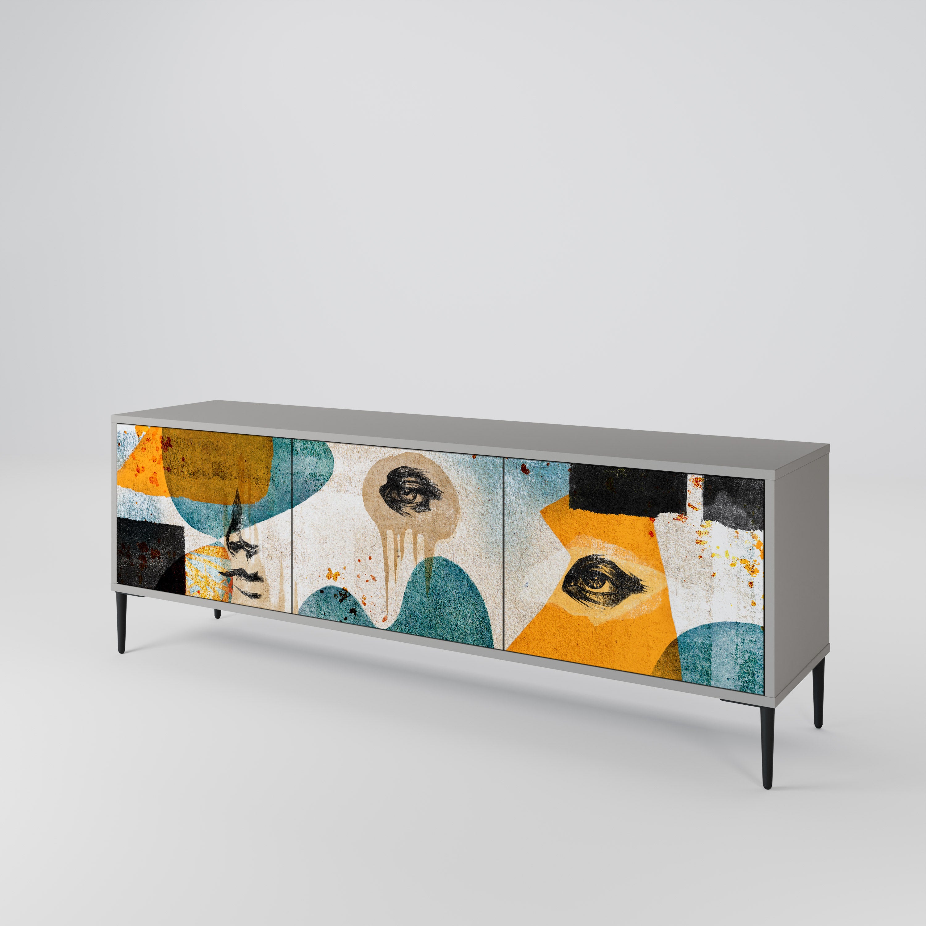 ABSTRACT FACES TV-bänk med 3 dörrar