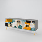 ABSTRACT FACES 3-dörrars TV-bänk i grå finish