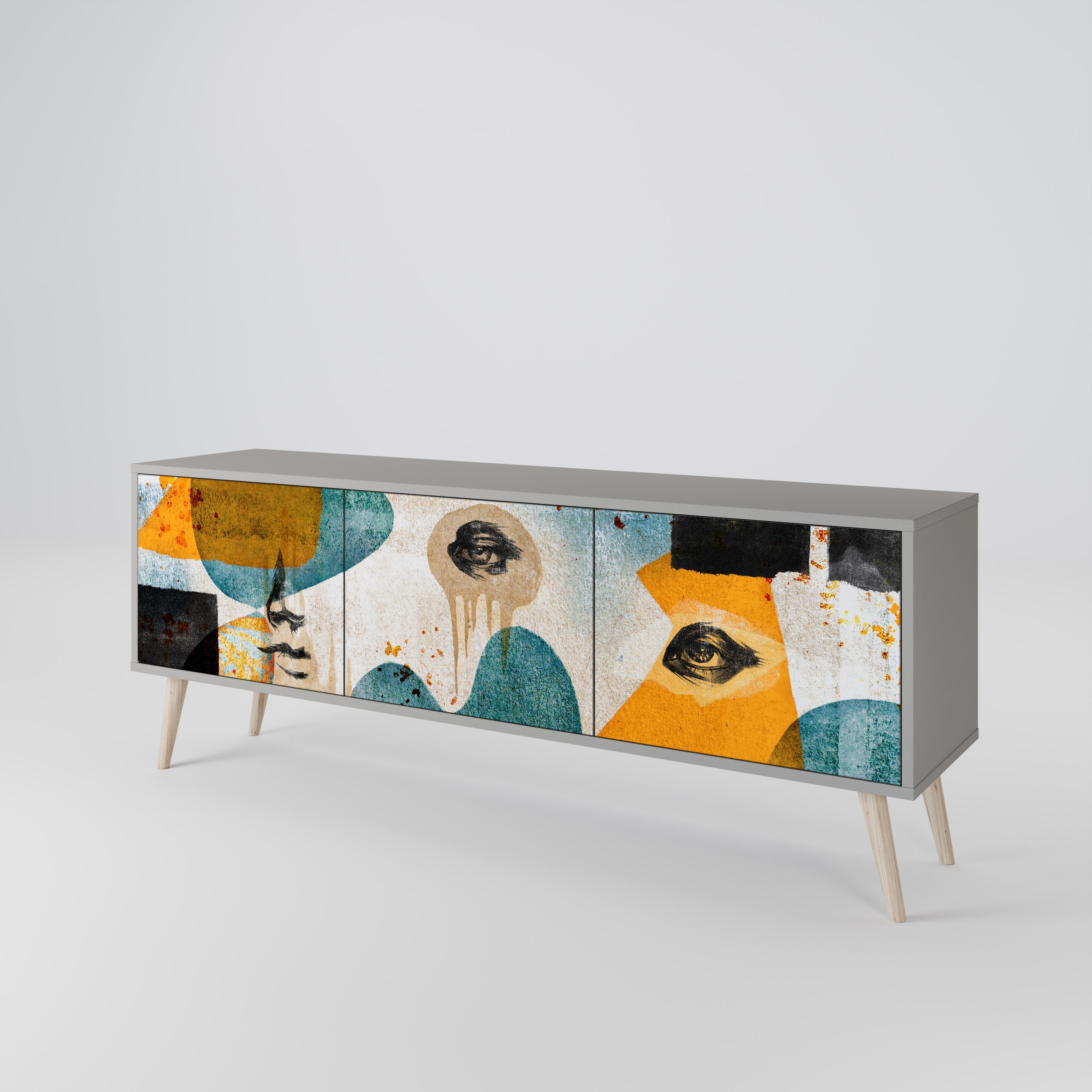 ABSTRACT FACES TV-bänk med 3 dörrar
