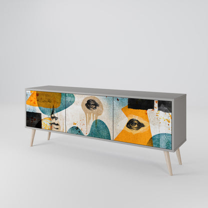 ABSTRACT FACES TV-bänk med 3 dörrar