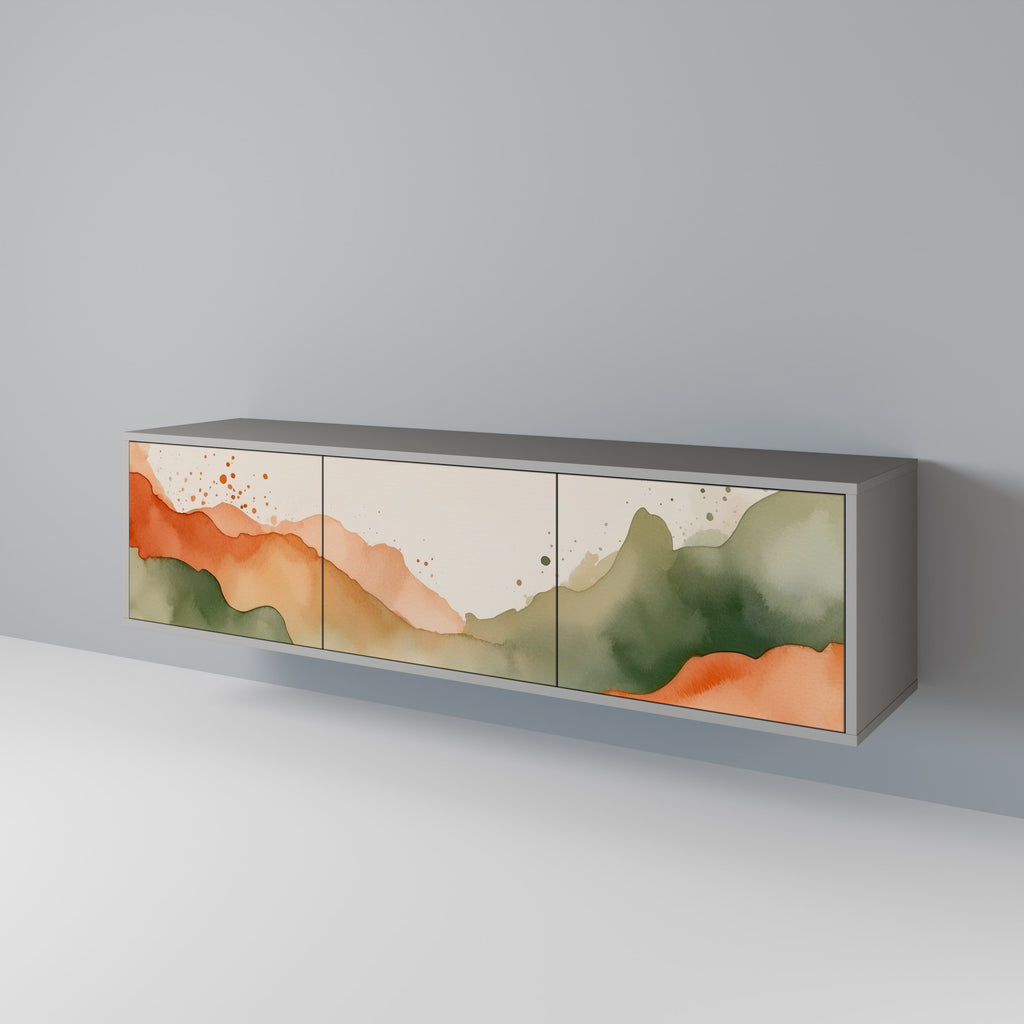 WATERCOLOR PEAKS 3-dörrars TV-bänk i grå finish