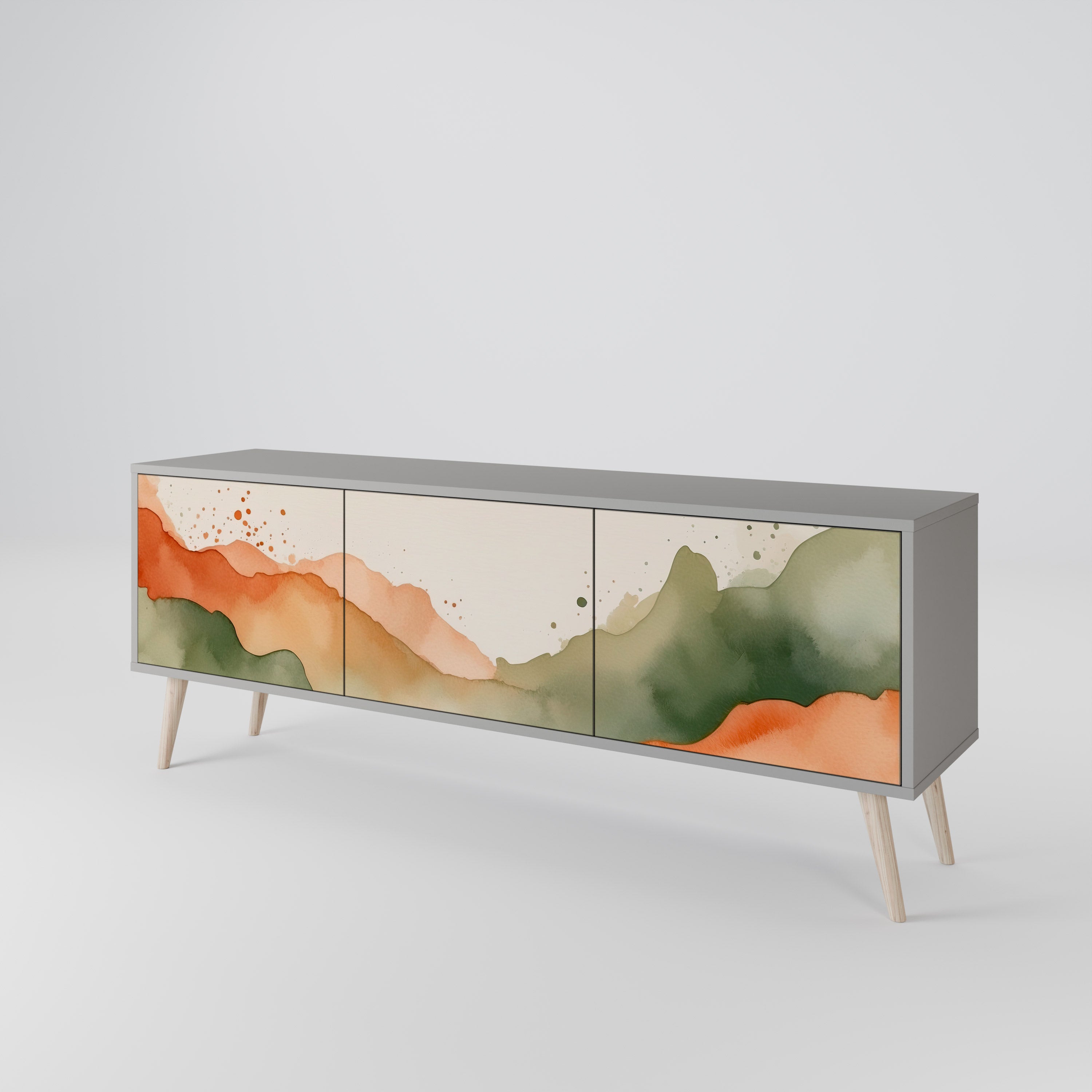 WATERCOLOUR PEAKS TV-bänk med 3 dörrar