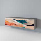 ABSTRACT LANDSCAPE 3-Door TV Stand in Grey Finish