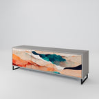 ABSTRACT LANDSCAPE 3-Door TV Stand in Grey Finish
