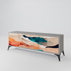 ABSTRACT LANDSCAPE 3-Door TV Stand in Grey Finish