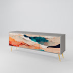 ABSTRACT LANDSCAPE 3-Door TV Stand in Grey Finish