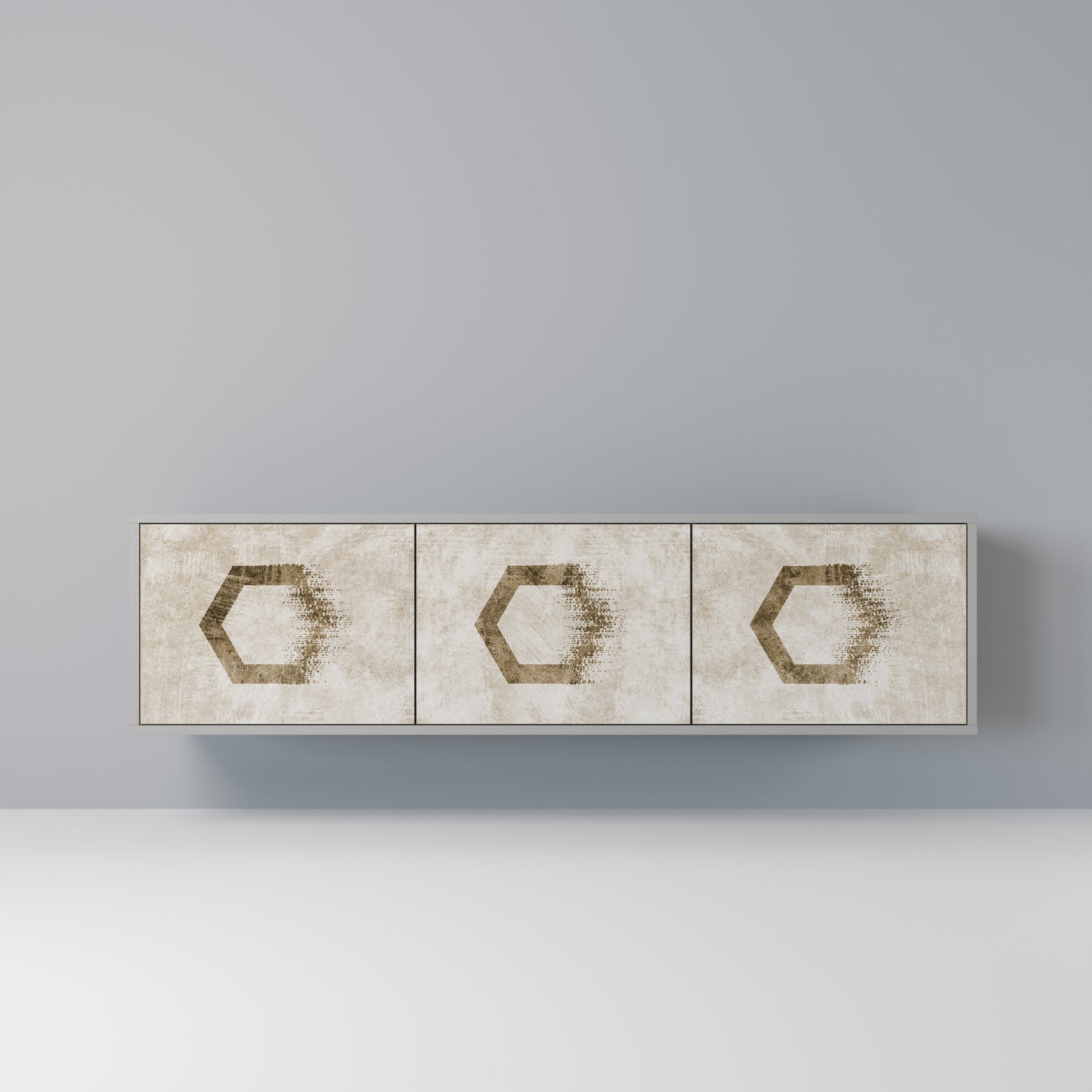 HEXAGONAL SHAPES 3-dörrars TV-bänk i grå finish