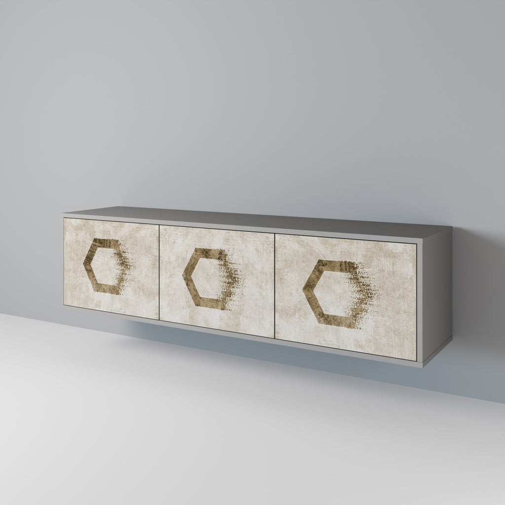 HEXAGONAL SHAPES 3-dörrars TV-bänk i grå finish