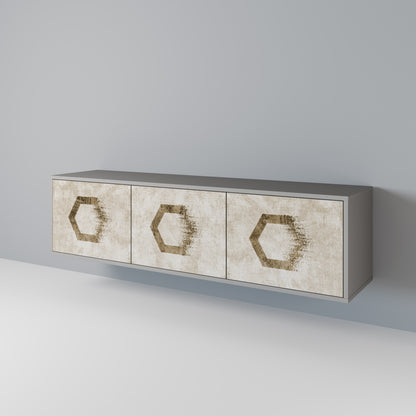 HEXAGONAL SHAPES 3-dörrars TV-bänk i grå finish