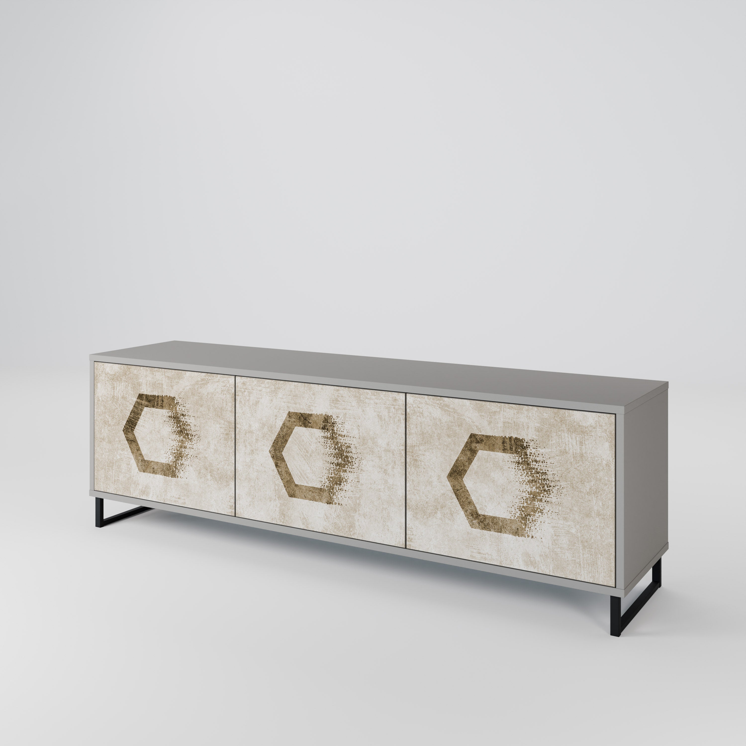 HEXAGONAL SHAPES TV-bänk med 3 dörrar