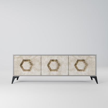 HEXAGONAL SHAPES 3-dörrars TV-bänk i grå finish