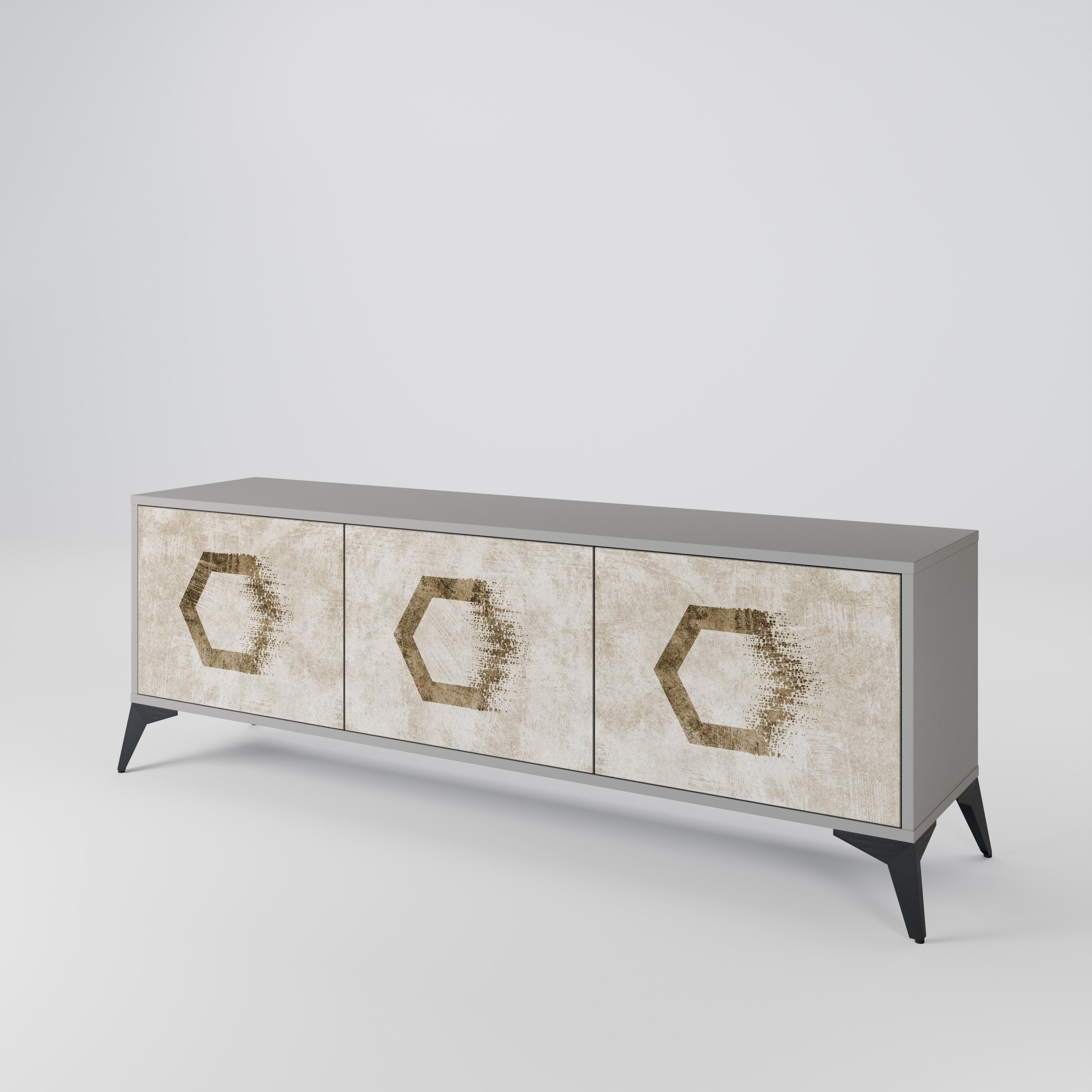HEXAGONAL SHAPES TV-bänk med 3 dörrar