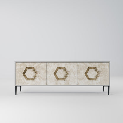 HEXAGONAL SHAPES 3-dörrars TV-bänk i grå finish