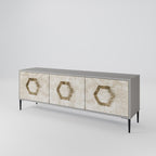 HEXAGONAL SHAPES 3-Door TV Stand in Grey Finish