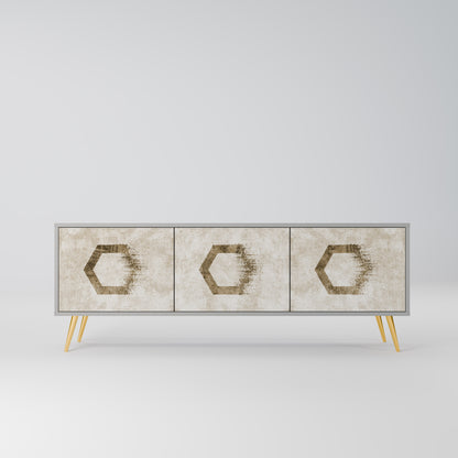 HEXAGONAL SHAPES 3-dörrars TV-bänk i grå finish