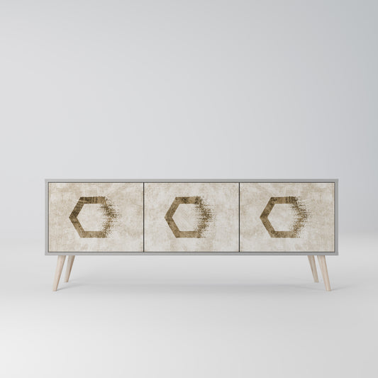 HEXAGONAL SHAPES 3-dörrars TV-bänk i grå finish