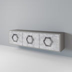 HEXAGONAL FIGURES 3-Door TV Stand in Grey Finish