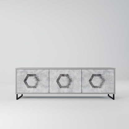 HEXAGONAL FIGURES 3-dörrars TV-bänk i grå finish