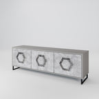 HEXAGONAL FIGURES 3-Door TV Stand in Grey Finish