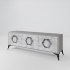 HEXAGONAL FIGURES 3-Door TV Stand in Grey Finish