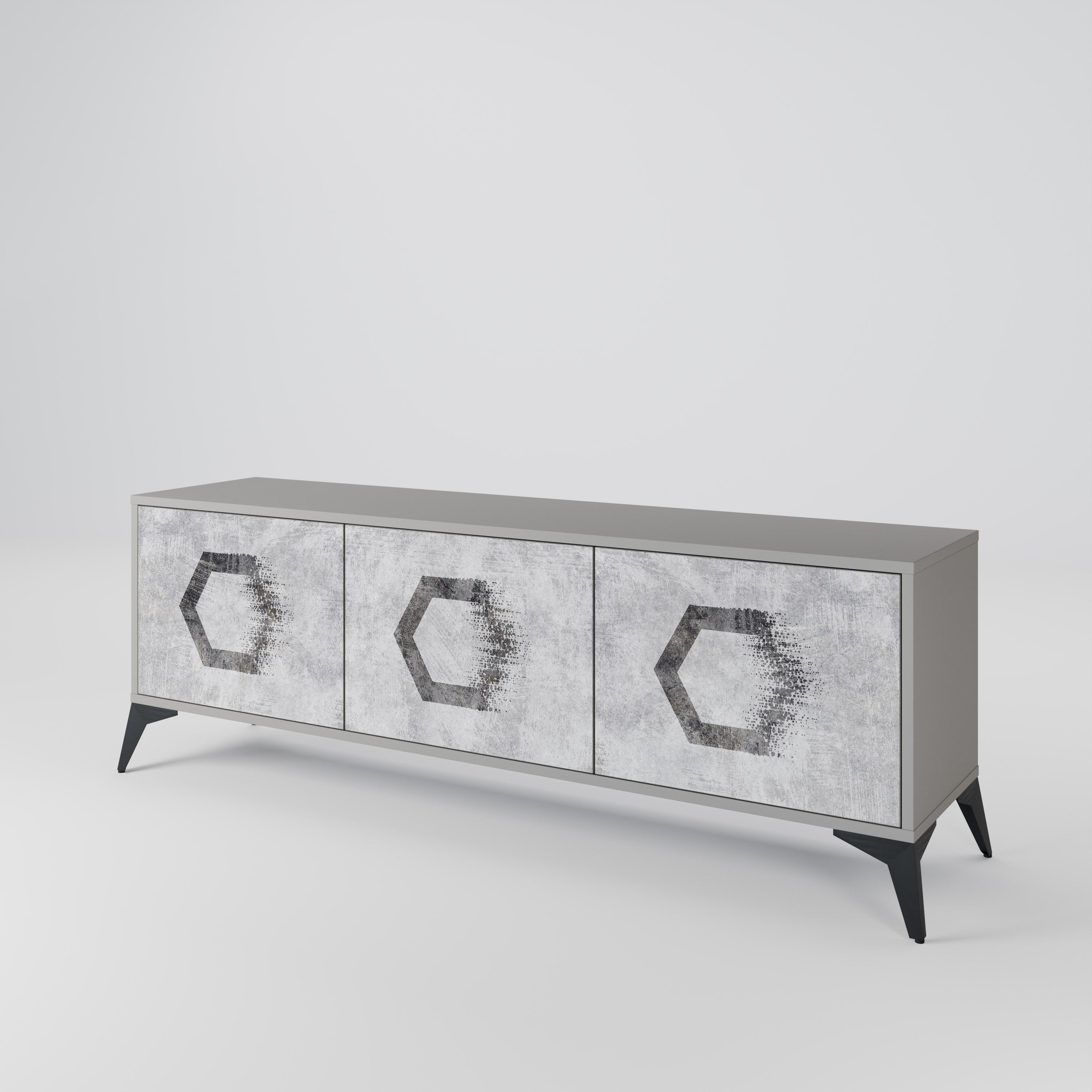 HEXAGONAL FIGURES TV-bänk med 3 dörrar