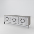 HEXAGONAL FIGURES 3-Door TV Stand in Grey Finish
