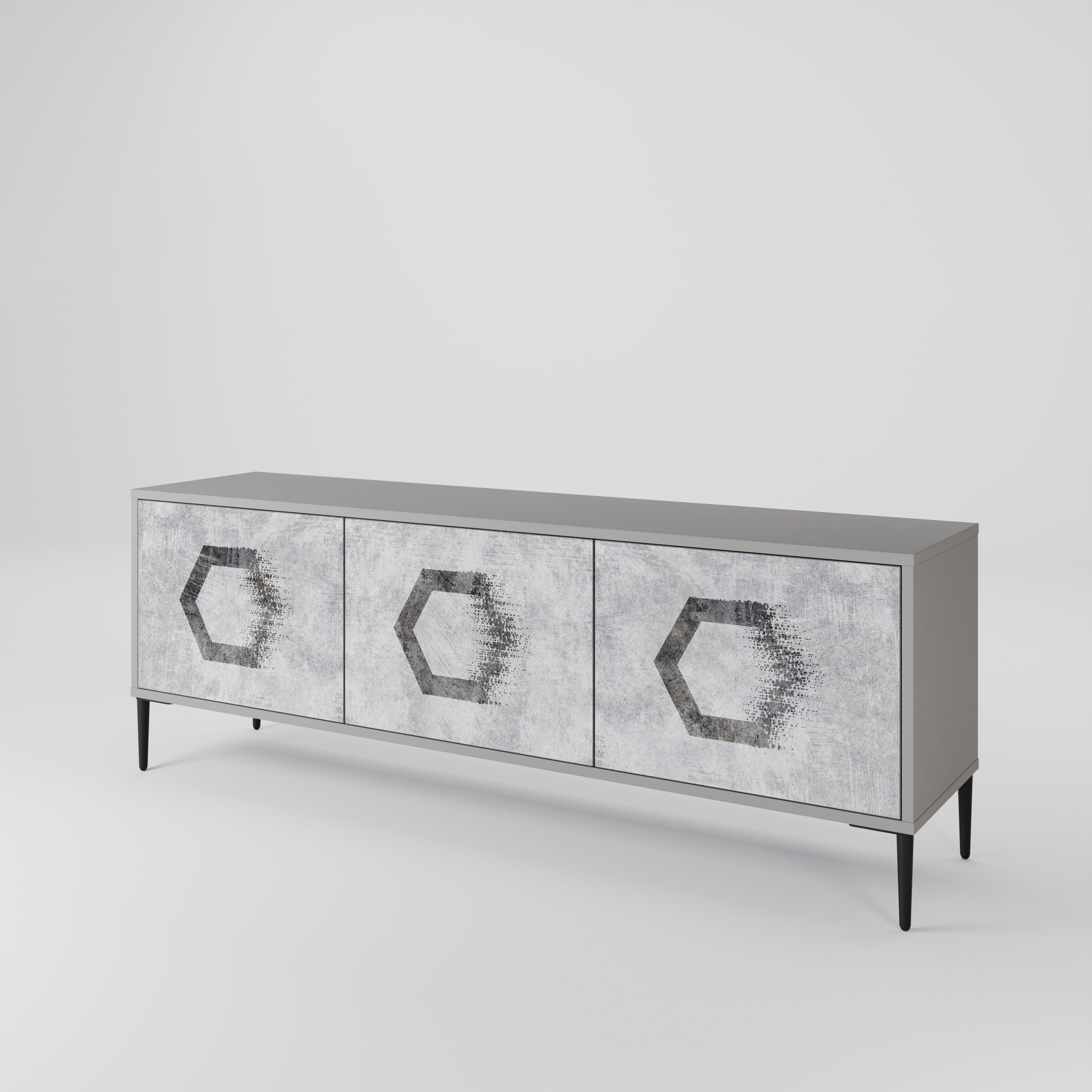 HEXAGONAL FIGURES TV-bänk med 3 dörrar