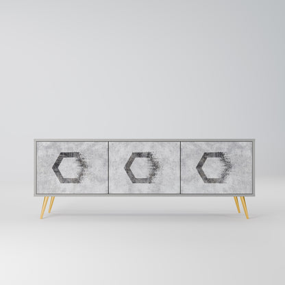 HEXAGONAL FIGURES 3-dörrars TV-bänk i grå finish