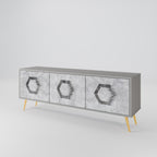 HEXAGONAL FIGURES 3-Door TV Stand in Grey Finish