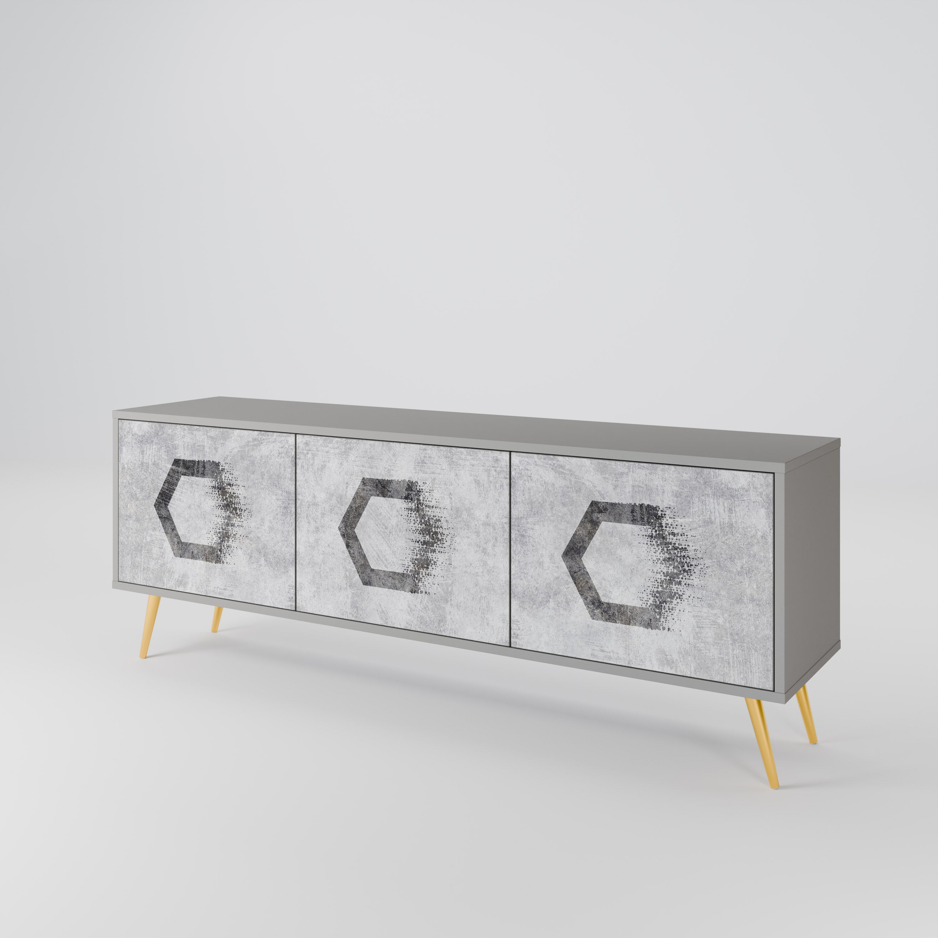 HEXAGONAL FIGURES TV-bänk med 3 dörrar